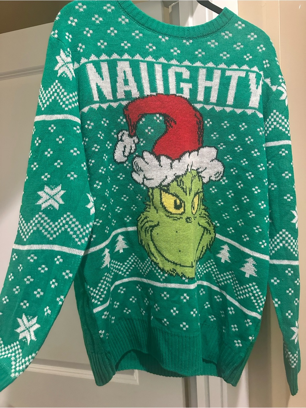 Men's Green 'Naughty' Grinch Holiday Sweater